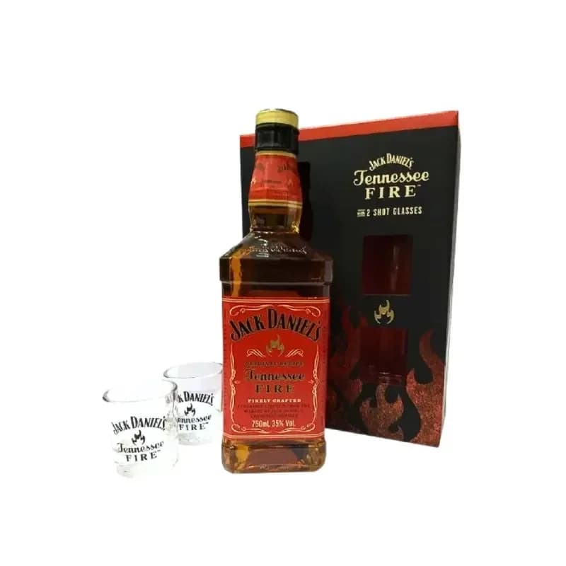 JACK DANIELS FIRE + 2 VASOS EST 750C