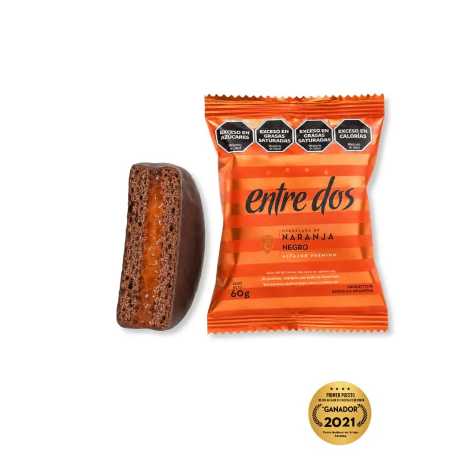 ALFAJOR ENTRE DOS NEGRO NARANJA